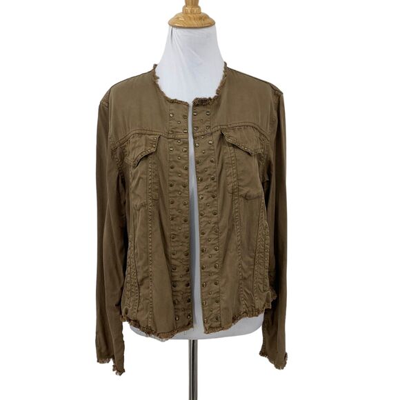 Young Fabulous & Broke Studded Jacket Womens M Medium Open Front Frayed Hemb - Picture 1 of 15